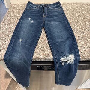 American Eagle Outfitters Dark Blue Distressed Skinny Jeans